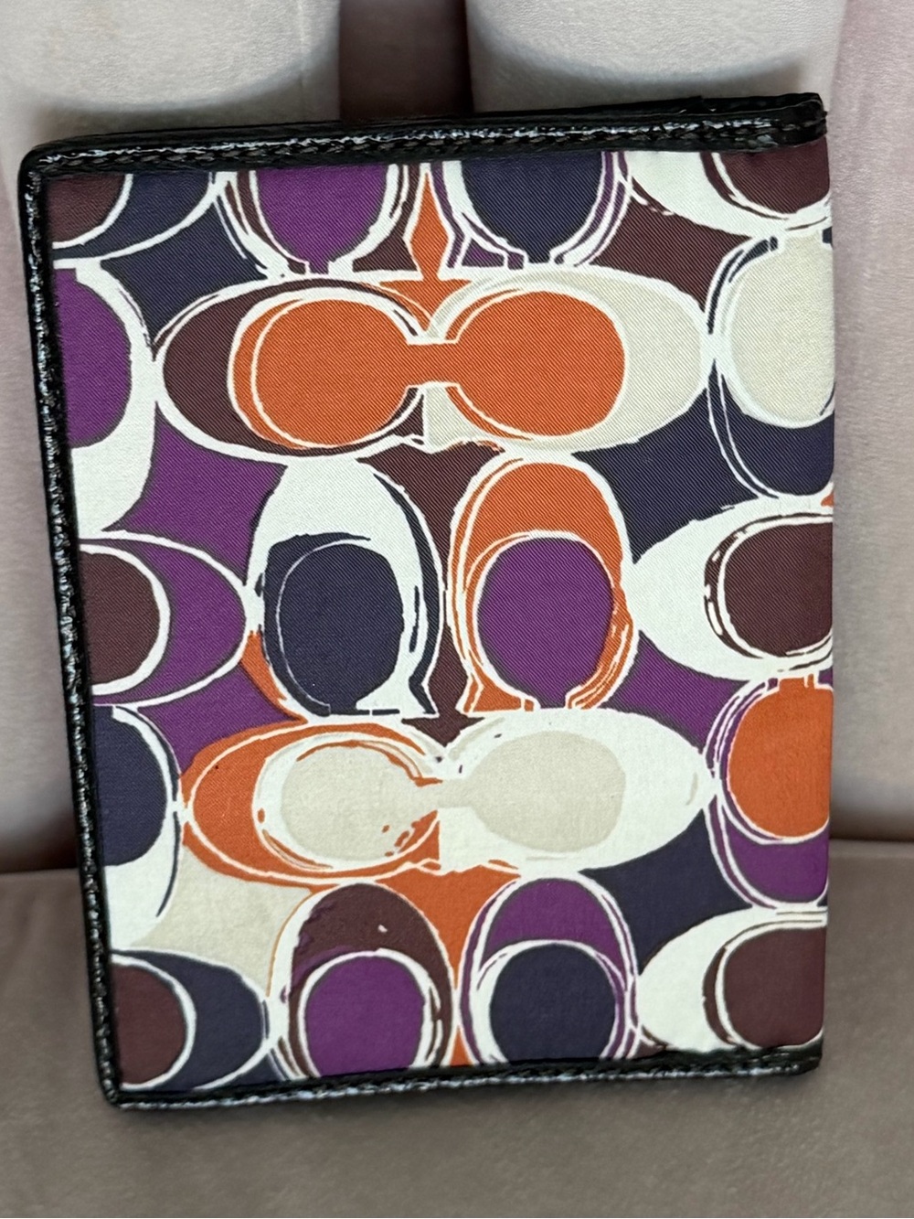 COACH Sateen Signature Purple & Orange Flap Wallet Organizer 💜🤎🧡 - Picture 3 of 16